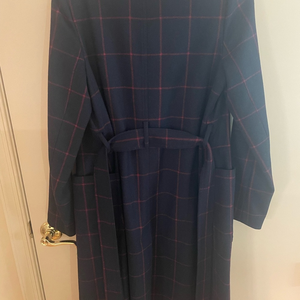 Banana Republic Navy Plaid Long Coat - Picture 4 of 5
